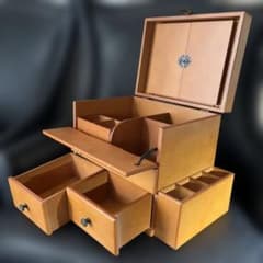 昭和レトロ 木製 三面鏡 メイクボックス 引き出し付 収納多数