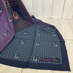 ChristianDior ディオール スカーフ 幾何学パターン ネイビー系 - メルカリ