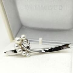 24820✨️ミキモト ブローチ リボン パール アコヤ真珠 シルバー925