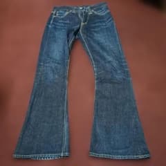 美落ちフラットヘッド3006w27革パッチ隠しリベットチェーンステッチ