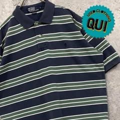 90s USA古着○ポロバイラルフローレン 半袖 ボーダーポロシャツ メンズXLのサムネイル