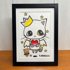 原画一点物】「大切な存在」猫の絵 天使 絵画 原画 絵 動物画 ポップ