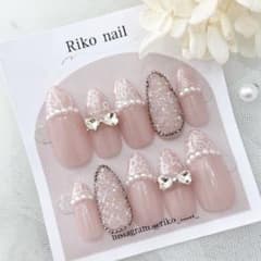 人気再販♡ネイルチップ レースネイル ピクシー ピンク ガーリー