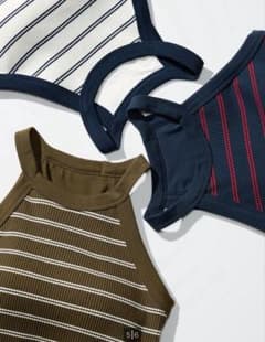 【UNIQLO】ホルターネックブラタンクトップ（ホワイト/ネイビー）のサムネイル