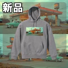 ★最終値下げ！新品未使用 メンズ パーカー アメ車グレー XL