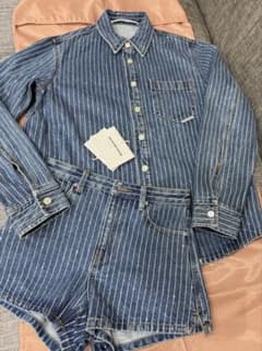 Alexander Wangキラキラデニムジャケット&ショートパンツセットアップ Alexander Wangキラキラデニムジャケット&ショートパンツセットアップ