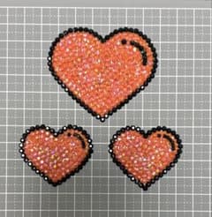 うちわデコ デコパーツ ハート オレンジ 大小 3点のサムネイル