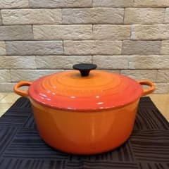 LE CREUSET ル・クルーゼ 両手鍋 オレンジ 24 - メルカリ