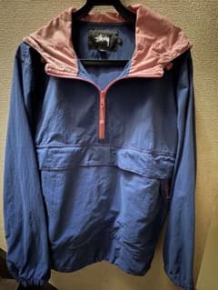 が*ね様 Stussy ナイロンジャケット ハーフジップ L ネイビー/ピンクのサムネイル