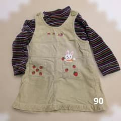 ミキハウス　ジャンパースカート＆タートルネックシャツ　90サイズのサムネイル