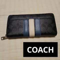 COACH 긴 지갑 라운드 패스너 블랙