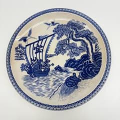 染付 宝船 鶴亀 松 大皿 2枚セット 約32・35cm 昭和レトロのサムネイル