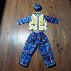 【新品未使用】キッズ用 サテン チャイナ服 上下帽子セット 4号のサムネイル