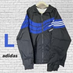 adidas アディダス トラックジャケット 古着 青 黒 90s Lのサムネイル