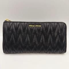 ミュウミュウ 長財布 マテラッセ ナッパレザー L字ファスナー 箱付き