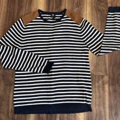 H&M ネイビー/ホワイトストライプ ニットセーター Mのサムネイル
