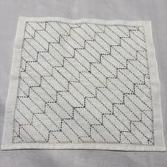刺し子布 花ふきん3 カラフルジグザグ刺繍のサムネイル