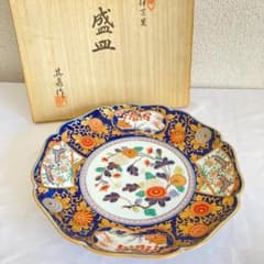 未使用箱付】其泉窯 有田焼 賞美堂 琳派 古伊万里 大皿 盛皿 約31㎝ 1