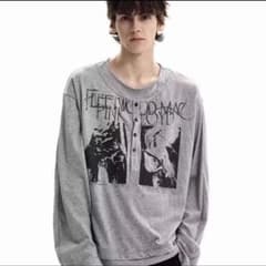 バンドTシャツ ヘンリーネック ロンT グレーのサムネイル