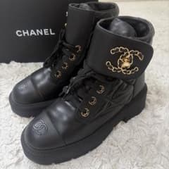 極美品／シャネル ココマーク マトラッセ ショートブーツ ターンロック 厚底 極美品／シャネル ココマーク マトラッセ ショートブーツ ターンロック