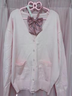 SHEIN ピンク カーディガン リボン セット