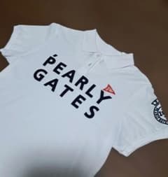 PEARLY GATES ポロシャツ ホワイト ロゴ刺繍 サイズ1 - メルカリ