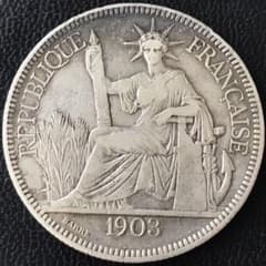 仏領インドシナ 銀貨 1ピアストル 1903年貿易銀 並品のサムネイル