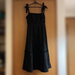 レースアップロングキャミワンピース ブラックのサムネイル