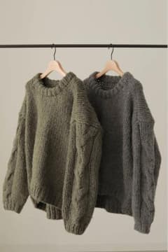 louren over cable hand knit khakiのサムネイル