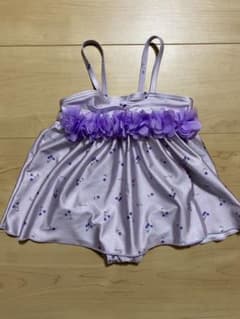 水着 女の子 80  紫さくらんぼ柄　チュールの花のサムネイル
