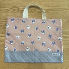 新品 ハンドメイド レッスンバッグ 犬柄　キルティング 入園入学 通園通学のサムネイル