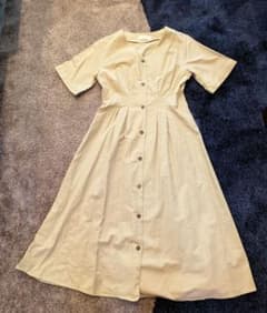 Wears inc. ベージュ　リネン混 シャツワンピース 半袖　マキシ丈のサムネイル