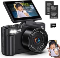 デジカメ 5K デジタルカメラ 5K録画 7500万画素 Wi-Fi機能 デジタルカメラ 7500万画素 5録画 スマホに送れる デジカメ Wi-Fi機能