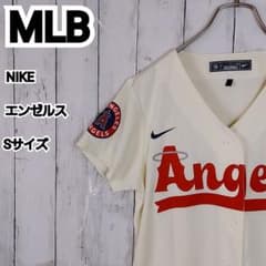 MLB】美品 ナイキ エンゼルス ゲームシャツ ユニフォーム S 白赤