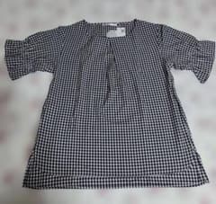 ikka イッカ　ギンガムチェック フリル袖 ブラウスのサムネイル