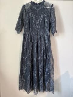 【美品】ブルーグレー レース刺繍 パーティードレスのサムネイル