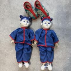 中国 陶器人形 2体 +おまけの中華風の靴 1セット チャイナ ドール 中国 陶器人形 2体 +おまけの中華風の靴 1セット チャイナ ドール