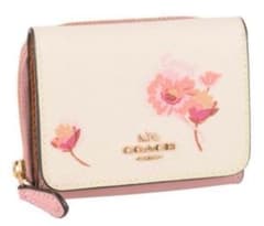 COACH 花柄 三つ折り財布 ピンク　　ミニ財布　ミニウォレット　コーチのサムネイル
