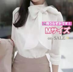 ブラウス M 白 ホワイト リボン 長袖 ボウタイ 卒業式 卒園式 入学式