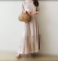 新品タグ付き⭐︎ティアードワンピース　くすみピンク　M COCOMOMO 可愛い