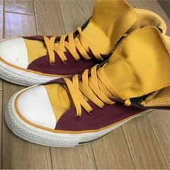 コンバース ハイカット えんじ×黄色のサムネイル