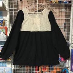 引越大sale♡胸元ガーリーレース 長袖チュニックカットソーのサムネイル