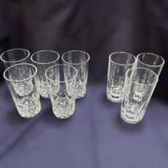 昭和レトロ　カットガラス風ストレートグラス8個セット(2種)のサムネイル