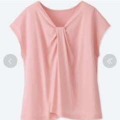 ♪新品タグ付♪UNIQLO♪2WAYタックデザインＴ♪ピンク♪大きいサイズ♪のサムネイル