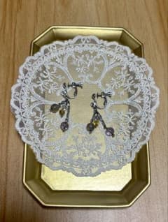 ハンドメイド イヤリング 天然石風 ストーン ビーズ パープル グレーのサムネイル