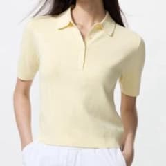 UNIQLO ニットポロシャツ 半袖 イエロー Sサイズのサムネイル
