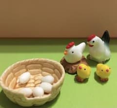 にわとり　家族　鶏　ニワトリ　フィギュア　ガラス細工　親子