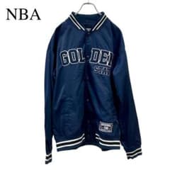 NBA ウォリアーズ スタジャン ビッグロゴ バックプリント 紺 ネイビー 