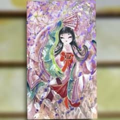 吉祥日本画「吉祥童子　白蓮華境」幸福の童子さま【時空画廊謹製】 吉祥日本画「吉祥桜花童子 金枝桜舞」 幸福の桜と童子様 - メルカリ
