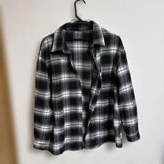 フランネル長袖シャツ XS ブラック・ホワイトチェックのサムネイル